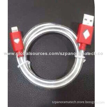 LED Cables for iPhone 4, 1 Meter Data Sync Power Charger with USB2.0 and Terminal Gilding Technology